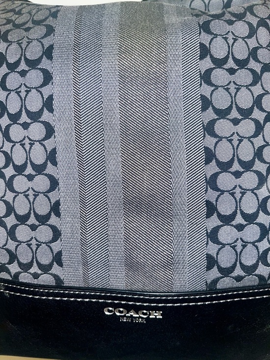 Coach Legacy 19918 Black Blue Signature Stripe Jaguard Hobo Shoulder Bag - Picture 3 of 7